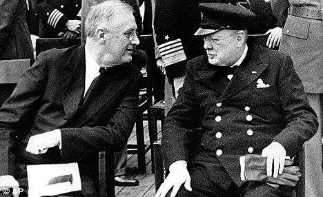 WSC meets FDR aboard HMS Prince of Wales August 14, 1941. Draft the Atlantic Charter